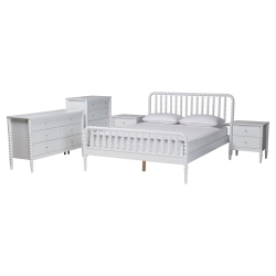 Baxton Studio Lucera 5-Piece Bedroom Set, White, King Baxton Studio restaurant furniture, hotel furniture, commercial furniture, wholesale bedroom furniture, wholesale king, classic king